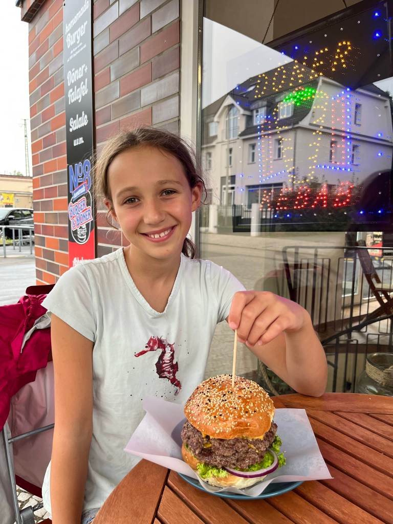 Fruitbat with double cheeseburger